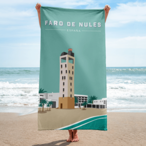 Faro de Nules – Spain. Stand out of the crowd on the beach or give your bathroom a vibrant look and wrap yourself up with this super soft and cozy all-over sublimation towel.