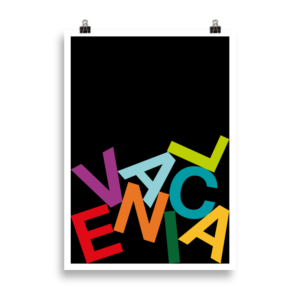 Colorful Valencia Spain Typography Graphic Design Poster Art Print